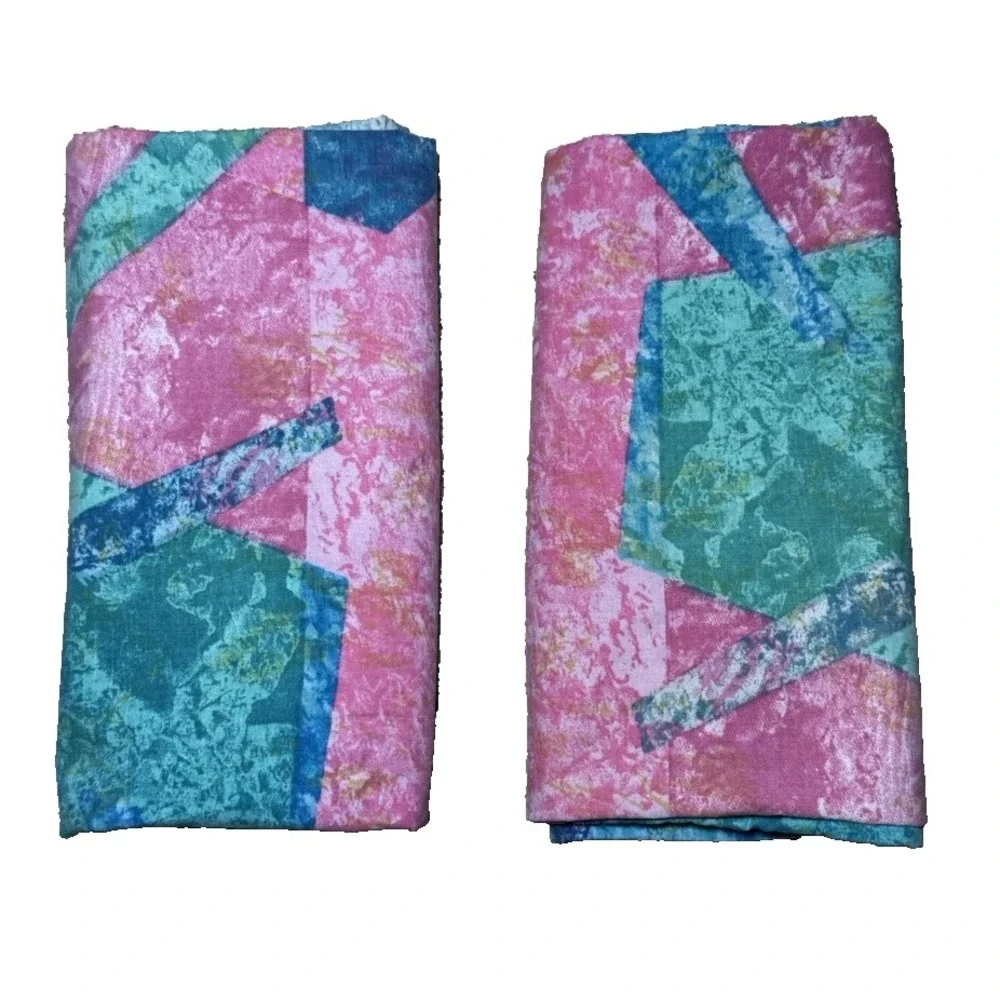 Springmaid Pillowcase Set Jewel Marble KING Geo Abstract Vtg Memphis Blue Pink‎